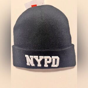 Black Knit Beanie w/ Embroidered NYPD NWT